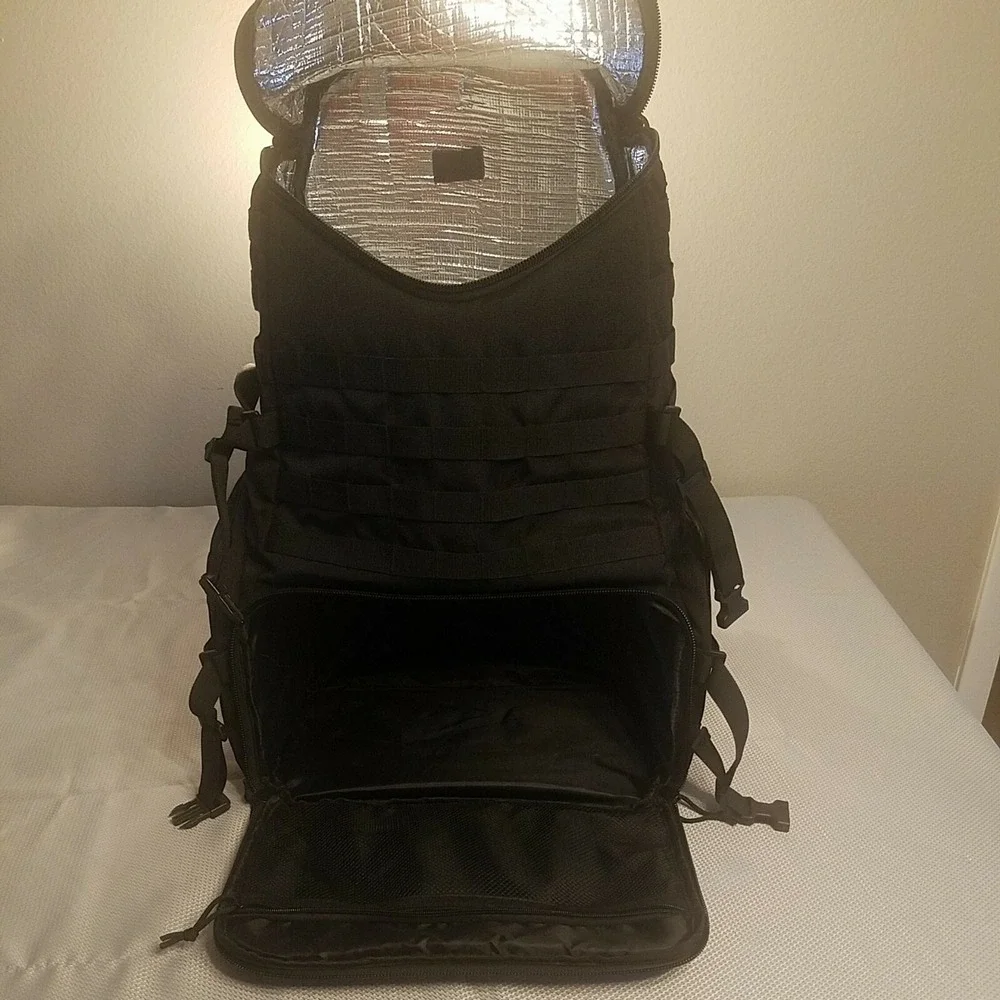 70L Military Hiking Bag‎ Pack, Top Half Insulated-Black-1000D Water-Repellent
